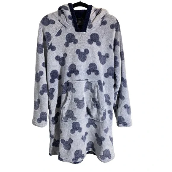 DISNEY MICKEY MOUSE FAUX FUR FLEECE Women’s Blue Long Sleeve Pullover Hoodie - Picture 3 of 5